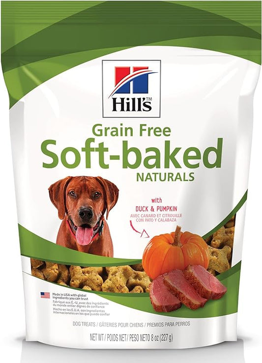 Hills Grain Free Soft-Baked Naturals Dog Treats, with Duck & Pumpkin, 8 oz bag