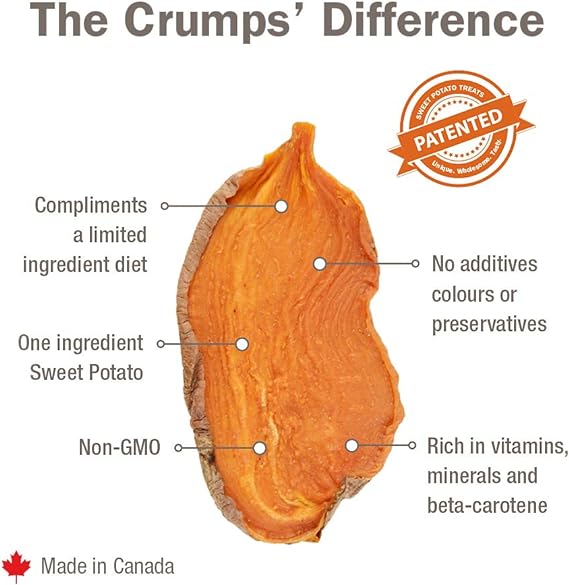 Crumps' Naturals Sweet Potato Chews, 5.6oz / 160g, Brown (SP-160)