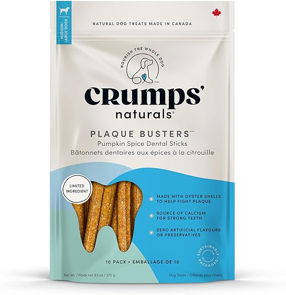 Crumps' Naturals PB-WP-7" Plaque Busters with Pumpkin Spice, 7"- 10 Pack (270g/9.5oz)